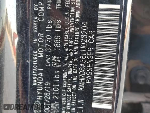 2020 Hyundai Venue SE с VIN KMHRB8A36LU023204, выставлен на аукционе Copart как лот 77914454 с пробегом 153 134 миль миль и Списание • Salvage title. История ставок и продаж доступна на DreamBid. Изображение 14.