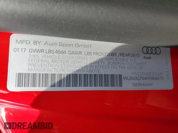 ✅ 2017 Audi R8 • VIN: WUAVACFX4H7904013 • Lot: 62480965. Wystawiony na Copart z przebiegiem 17 119 mil. Bezpłatny archiwum sprzedaży aukcyjnych z USA i szczegółowy raport historii pojazdu na DreamBid. Zdjęcie 13.