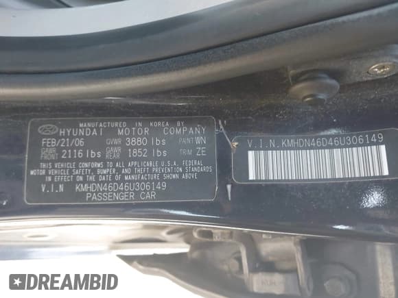 ✅ 2006 Hyundai Elantra GLS • VIN: KMHDN46D46U306149 • Lot: 42118244. Wystawiony na IAAI z przebiegiem 101 972 mil. Bezpłatny archiwum sprzedaży aukcyjnych z USA i szczegółowy raport historii pojazdu na DreamBid. Zdjęcie 9.