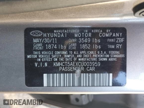 ✅ 2012 Hyundai Accent GS • VIN: KMHCT5AEXCU003959 • Лот: 75567254. Опубликован ранее на Copart с пробегом 158 844 миль. Бесплатный доступ к архиву аукционных продаж из США и подробный отчёт об истории автомобиля на DreamBid. Изображение 13.