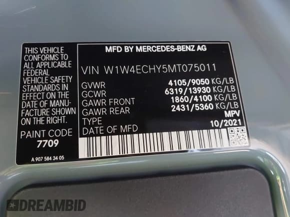 ✅ 2021 Mercedes-Benz Sprinter Cargo • VIN: W1W4ECHY5MT075011 • Lot: 41364920. Listed on IAAI with 22,421 mi. Free auction sales archive from the USA and detailed vehicle history report at DreamBid. Image 9.