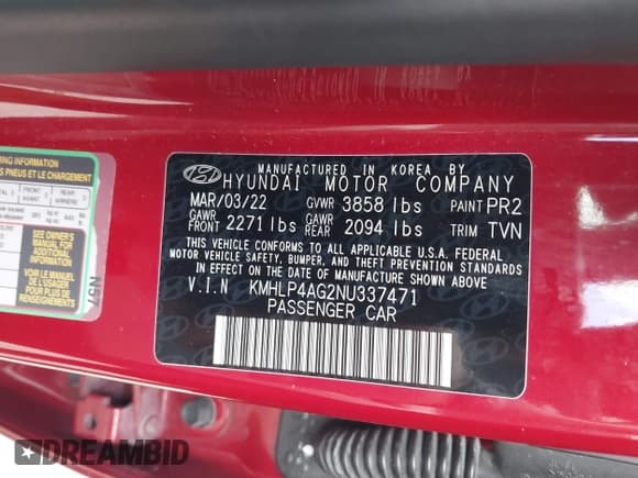 ✅ 2022 Hyundai Elantra Limited • VIN: KMHLP4AG2NU337471 • Лот: 43237682. Опубликован ранее на IAAI с пробегом 19 452 миль. Бесплатный доступ к архиву аукционных продаж из США и подробный отчёт об истории автомобиля на DreamBid. Изображение 9.