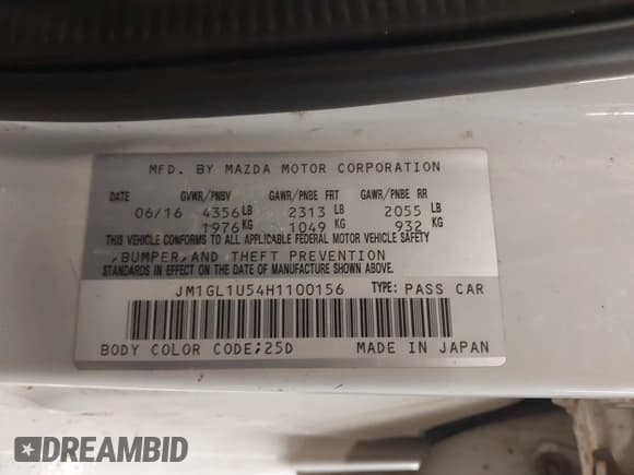 ✅ 2017 Mazda 6 Sport • VIN: JM1GL1U54H1100156 • Lot: 42693576. Wystawiony na IAAI z przebiegiem 168 968 mil. Bezpłatny archiwum sprzedaży aukcyjnych z USA i szczegółowy raport historii pojazdu na DreamBid. Zdjęcie 9.