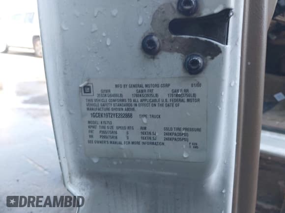 ✅ 2000 Chevrolet Silverado 1500 LS • VIN: 1GCEK19T2YE282868 • Лот: 43589583. Опубликован ранее на IAAI с пробегом 345 685 миль. Бесплатный доступ к архиву аукционных продаж из США и подробный отчёт об истории автомобиля на DreamBid. Изображение 9.