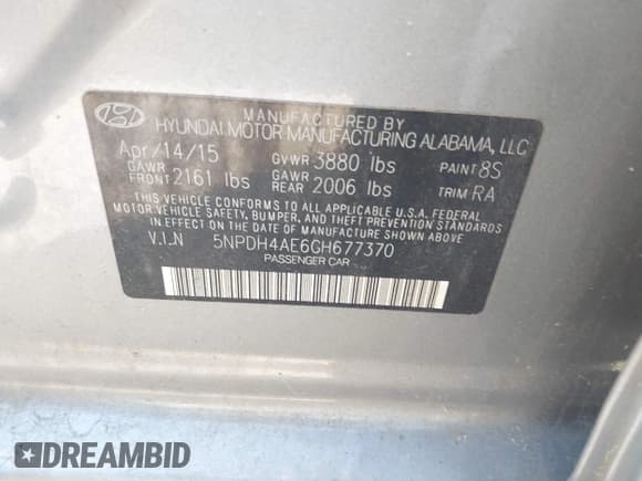 ✅ 2016 Hyundai Elantra SE • VIN: 5NPDH4AE6GH677370 • Лот: 43172925. Опубликован ранее на IAAI с пробегом 108 458 миль. Бесплатный доступ к архиву аукционных продаж из США и подробный отчёт об истории автомобиля на DreamBid. Изображение 9.