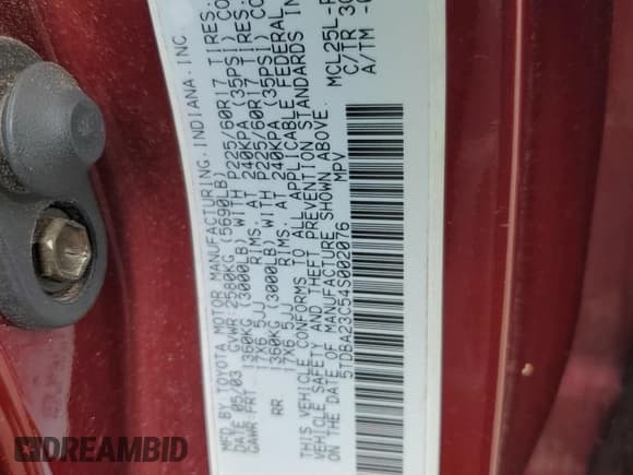 ✅ 2004 Toyota Sienna LE • VIN: 5TDBA23C54S002076 • Лот: 64643445. Опубликован ранее на Copart с пробегом 222 866 миль. Бесплатный доступ к архиву аукционных продаж из США и подробный отчёт об истории автомобиля на DreamBid. Изображение 14.