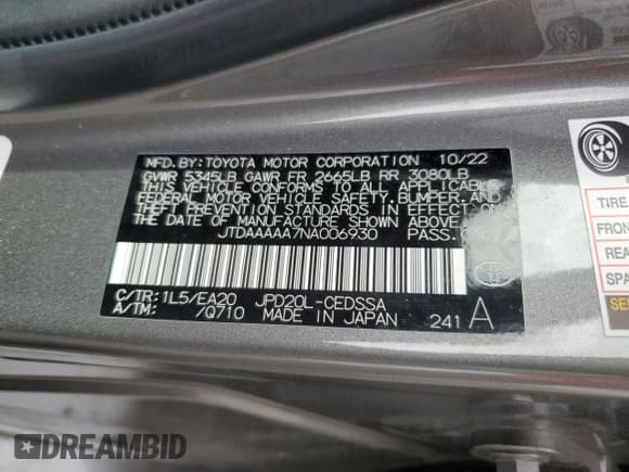 ✅ 2022 Toyota Mirai XLE • VIN: JTDAAAAA7NA006930 • Lot: 81155605. Wystawiony na Copart z przebiegiem 31 430 mil. Bezpłatny archiwum sprzedaży aukcyjnych z USA i szczegółowy raport historii pojazdu na DreamBid. Zdjęcie 12.