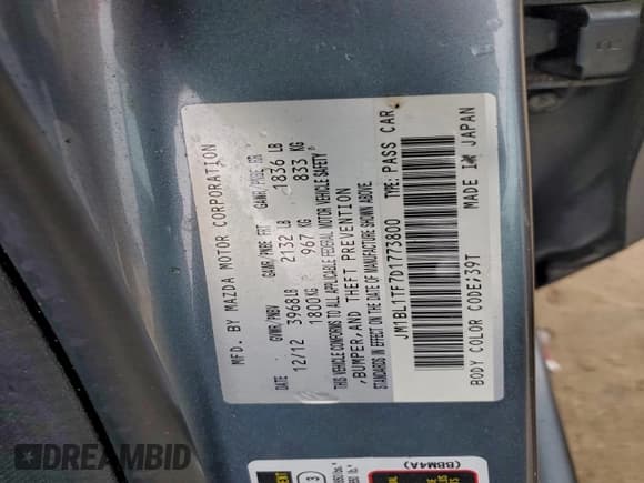 ✅ 2013 Mazda 3 i SV • VIN: JM1BL1TF7D1773800 • Lot: 95776335. Listed on Copart with 165,627 mi. Free auction sales archive from the USA and detailed vehicle history report at DreamBid. Image 12.