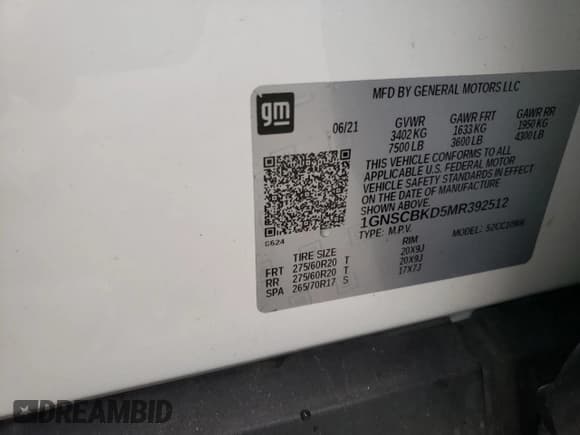 ✅ 2021 Chevrolet Suburban LS • VIN: 1GNSCBKD5MR392512 • Lot: 71238124. Listed on Copart with 77,775 mi. Free auction sales archive from the USA and detailed vehicle history report at DreamBid. Image 13.