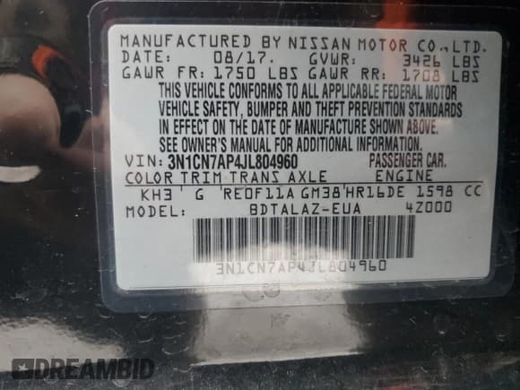 ✅ 2018 Nissan Versa SV • VIN: 3N1CN7AP4JL804960 • Лот: 93327645. Опубликован ранее на Copart с пробегом 103 991 миль. Бесплатный доступ к архиву аукционных продаж из США и подробный отчёт об истории автомобиля на DreamBid. Изображение 12.