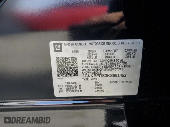 ✅ 2019 Chevrolet Blazer RS • VIN: 3GNKBERS3KS691452 • Lot: 91628905. Listed on Copart with 74,170 mi. Free auction sales archive from the USA and detailed vehicle history report at DreamBid. Image 13.