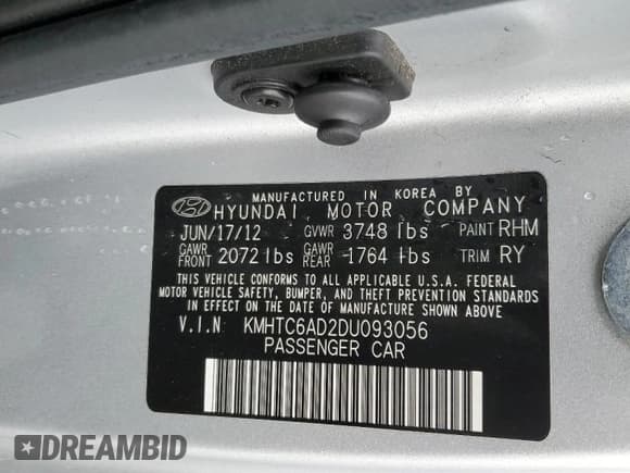 ✅ 2013 Hyundai Veloster w/Gray Int • VIN: KMHTC6AD2DU093056 • Lot: 81179253. Listed on Copart with 144,405 mi. Free auction sales archive from the USA and detailed vehicle history report at DreamBid. Image 13.