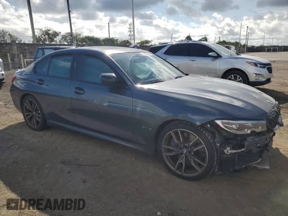 2021 BMW 3 Series M340i with VIN WBA5U7C0XMFL33109, listed as a Copart auction lot 80183354 with Not provided miles and Salvage title. Bid and sale history available at DreamBid. Image 4.