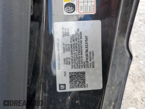 ✅ 2020 Chevrolet Camaro 2SS • VIN: 1G1FH1R78L0137547 • Лот: 67768885. Опубликован ранее на Copart с пробегом 103 941 миль. Бесплатный доступ к архиву аукционных продаж из США и подробный отчёт об истории автомобиля на DreamBid. Изображение 12.