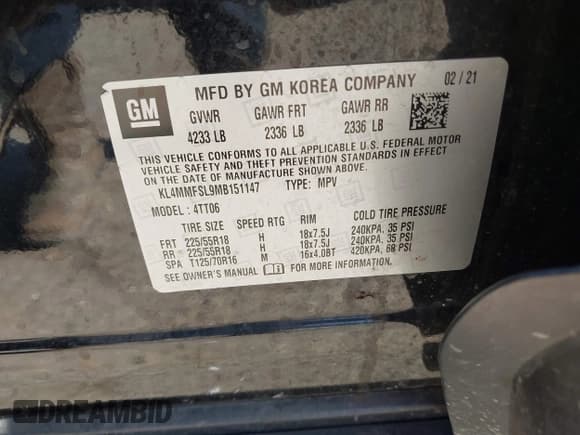 ✅ 2021 Buick Encore GX Essence • VIN: KL4MMFSL9MB151147 • Lot: 42928682. Listed on IAAI with 125,069 mi. Free auction sales archive from the USA and detailed vehicle history report at DreamBid. Image 9.