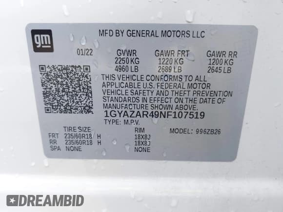 ✅ 2022 Cadillac XT4 FWD Luxury • VIN: 1GYAZAR49NF107519 • Lot: 43726863. Wystawiony na IAAI z przebiegiem 59 324 mil. Bezpłatny archiwum sprzedaży aukcyjnych z USA i szczegółowy raport historii pojazdu na DreamBid. Zdjęcie 9.