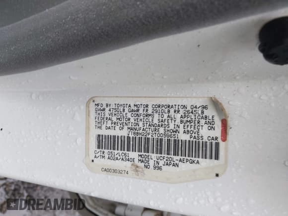 ✅ 1996 Lexus LS 400 • VIN: JT8BH22F2T0059651 • Лот: 42518915. Опубликован ранее на IAAI с пробегом Не указан. Бесплатный доступ к архиву аукционных продаж из США и подробный отчёт об истории автомобиля на DreamBid. Изображение 9.