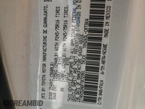 ✅ 2023 Toyota Tacoma SR • VIN: 3TYRX5GN6PT072981 • Lot: 80721535. Listed on Copart with 32,949 mi. Free auction sales archive from the USA and detailed vehicle history report at DreamBid. Image 12.