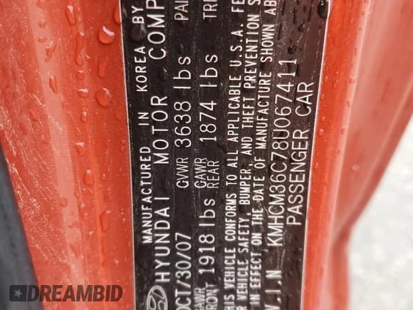 ✅ 2008 Hyundai Accent GS • VIN: KMHCM36C78U067411 • Лот: 51766895. Опубликован ранее на Copart с пробегом 122 764 миль. Бесплатный доступ к архиву аукционных продаж из США и подробный отчёт об истории автомобиля на DreamBid. Изображение 12.