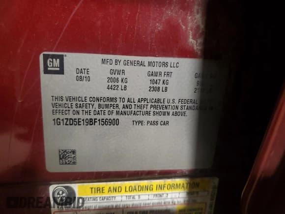 ✅ 2011 Chevrolet Malibu 2LT • VIN: 1G1ZD5E19BF156900 • Lot: 80138834. Listed on Copart with Not provided. Free auction sales archive from the USA and detailed vehicle history report at DreamBid. Image 12.