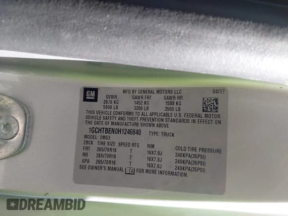 ✅ 2017 Chevrolet Colorado 4WD WT • VIN: 1GCHTBEN0H1246840 • Lot: 43284060. Wystawiony na IAAI z przebiegiem 99 919 mil. Bezpłatny archiwum sprzedaży aukcyjnych z USA i szczegółowy raport historii pojazdu na DreamBid. Zdjęcie 9.