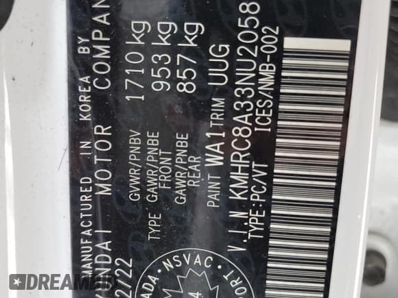 ✅ 2022 Hyundai Venue SEL • VIN: KMHRC8A33NU205829 • Lot: 46024315. Listed on Copart with 82,977 mi. Free auction sales archive from the USA and detailed vehicle history report at DreamBid. Image 14.