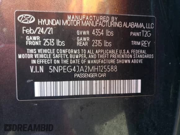 ✅ 2021 Hyundai Sonata SE • VIN: 5NPEG4JA2MH125588 • Lot: 40882723. Wystawiony na Copart z przebiegiem 35 134 mil mil. Skorzystaj z bezpłatnego archiwum sprzedaży aukcyjnych z USA i zobacz szczegółowy raport historii pojazdu na DreamBid. Zdjęcie 12.