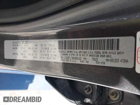 ✅ 2019 Ram 1500 Rebel • VIN: 1C6SRFLT6KN565163 • Lot: 41984303. Listed on IAAI with 82,494 mi. Free auction sales archive from the USA and detailed vehicle history report at DreamBid. Image 9.