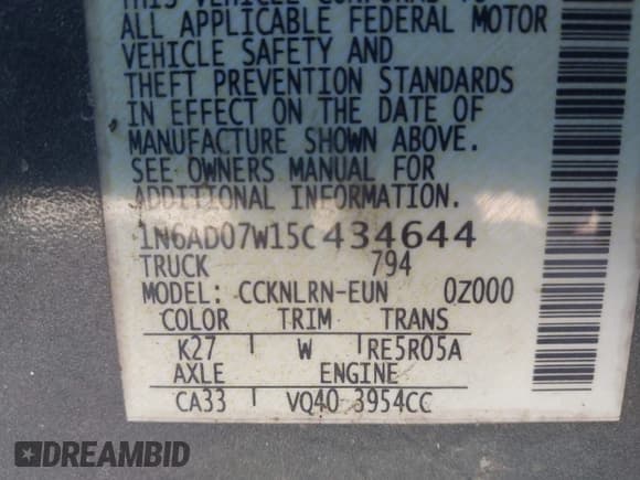 ✅ 2005 Nissan Frontier Nismo • VIN: 1N6AD07W15C434644 • Лот: 43683529. Опубликован ранее на IAAI с пробегом 146 266 миль. Бесплатный доступ к архиву аукционных продаж из США и подробный отчёт об истории автомобиля на DreamBid. Изображение 9.