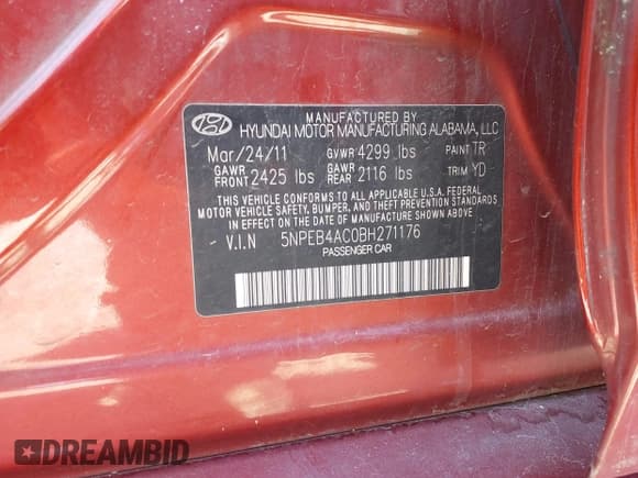 ✅ 2011 Hyundai Sonata GLS • VIN: 5NPEB4AC0BH271176 • Лот: 42621226. Опубликован ранее на IAAI с пробегом 147 653 миль. Бесплатный доступ к архиву аукционных продаж из США и подробный отчёт об истории автомобиля на DreamBid. Изображение 9.