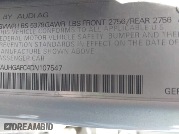 ✅ 2013 Audi A6 Prestige • VIN: WAUHGAFC4DN107547 • Лот: 42676772. Опубликован ранее на IAAI с пробегом 170 269 миль. Бесплатный доступ к архиву аукционных продаж из США и подробный отчёт об истории автомобиля на DreamBid. Изображение 9.