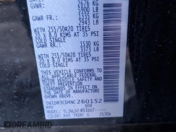 ✅ 2022 Nissan Pathfinder SL • VIN: 5N1DR3CD4NC260152 • Lot: 67479252. Listed on Copart with 8,132 mi. Free auction sales archive from the USA and detailed vehicle history report at DreamBid. Image 14.