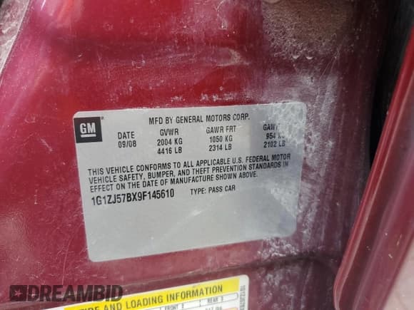 ✅ 2009 Chevrolet Malibu 2LT • VIN: 1G1ZJ57BX9F145610 • Lot: 51671114. Listed on Copart with 154,244 mi. Free auction sales archive from the USA and detailed vehicle history report at DreamBid. Image 12.