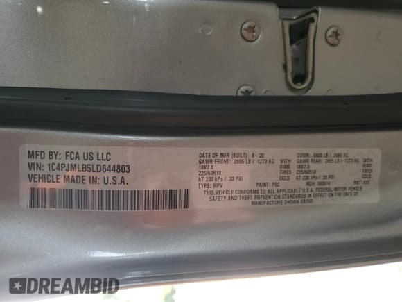 ✅ 2020 Jeep Cherokee Altitude • VIN: 1C4PJMLB5LD644803 • Лот: 82336285. Опубликован ранее на Copart с пробегом 80 761 миль. Бесплатный доступ к архиву аукционных продаж из США и подробный отчёт об истории автомобиля на DreamBid. Изображение 13.