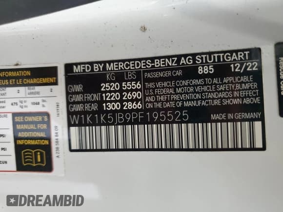 ✅ 2023 Mercedes-Benz E 450 • VIN: W1K1K5JB9PF195525 • Лот: 88175745. Опубликован ранее на Copart с пробегом Не указан. Бесплатный доступ к архиву аукционных продаж из США и подробный отчёт об истории автомобиля на DreamBid. Изображение 13.