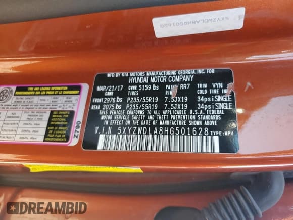 ✅ 2017 Hyundai Santa Fe Ultimate • VIN: 5XYZWDLA8HG501628 • Лот: 69118624. Опубликован ранее на Copart с пробегом 91 978 миль. Бесплатный доступ к архиву аукционных продаж из США и подробный отчёт об истории автомобиля на DreamBid. Изображение 14.