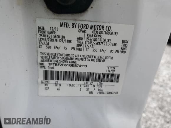 ✅ 2016 Ford F-250 XLT • VIN: 1FTBF2B61GEB74113 • Lot: 71775775. Listed on Copart with Not provided. Free auction sales archive from the USA and detailed vehicle history report at DreamBid. Image 13.