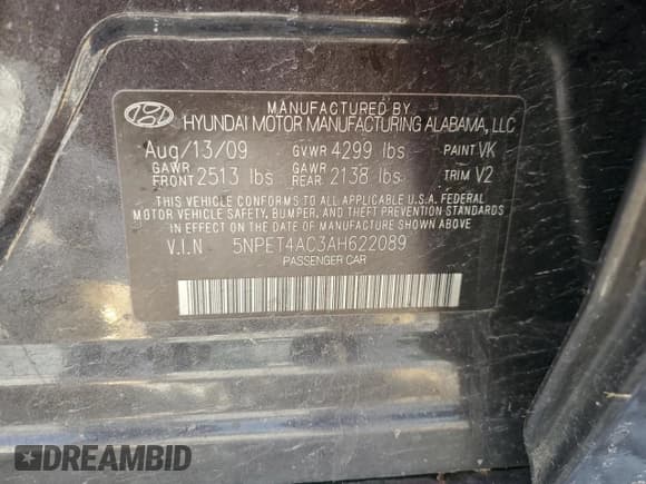 ✅ 2010 Hyundai Sonata GLS • VIN: 5NPET4AC3AH622089 • Lot: 85323264. Wystawiony na Copart z przebiegiem 48 076 mil. Bezpłatny archiwum sprzedaży aukcyjnych z USA i szczegółowy raport historii pojazdu na DreamBid. Zdjęcie 12.