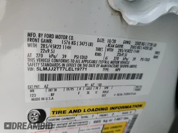 ✅ 2020 Lincoln Navigator Black Label • VIN: 5LMJJ2TT7LEL19771 • Lot: 46167285. Listed on Copart with 99,753 mi. Free auction sales archive from the USA and detailed vehicle history report at DreamBid. Image 14.