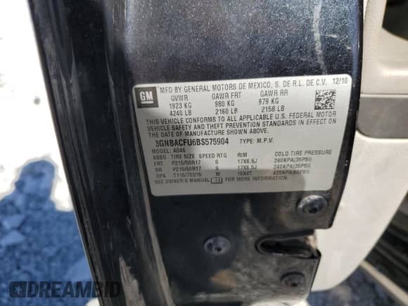 2011 Chevrolet HHR 2LT z VIN 3GNBACFU6BS575904, wystawiony jako Copart lot #75230644 z przebiegiem 112 831 mil mil oraz Szkoda całkowita • Salvage title. Historia ofert i sprzedaży dostępna na DreamBid. Obrazek 15.