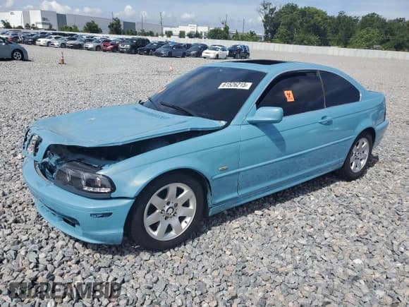 ✅ 2002 BMW 3 Series 325Ci • VIN: WBABN33422JW60450 • Lot: 61526215. Listed on Copart with 271,112 mi. Free auction sales archive from the USA and detailed vehicle history report at DreamBid. Image 1.