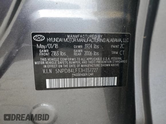 ✅ 2018 Hyundai Elantra SEL • VIN: 5NPD84LF3JH357727 • Lot: 84575735. Listed on Copart with 40,762 mi. Free auction sales archive from the USA and detailed vehicle history report at DreamBid. Image 12.