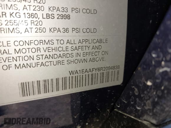 ✅ 2024 Audi Q5 S line Premium Plus • VIN: WA1EAAFY6R2094838 • Lot: 43475142. Listed on IAAI with 6,180 mi. Free auction sales archive from the USA and detailed vehicle history report at DreamBid. Image 9.