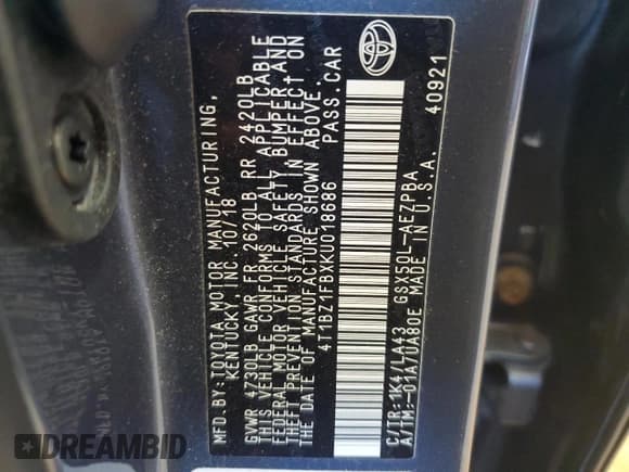 ✅ 2019 Toyota Avalon Limited • VIN: 4T1BZ1FBXKU018686 • Lot: 87457355. Wystawiony na Copart z przebiegiem 111 103 mil. Bezpłatny archiwum sprzedaży aukcyjnych z USA i szczegółowy raport historii pojazdu na DreamBid. Zdjęcie 12.