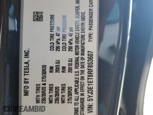 ✅ 2024 Tesla Model 3 Performance • VIN: 5YJ3E1ET8RF853607 • Лот: 80516265. Опубликован ранее на Copart с пробегом 11 628 миль. Бесплатный доступ к архиву аукционных продаж из США и подробный отчёт об истории автомобиля на DreamBid. Изображение 14.