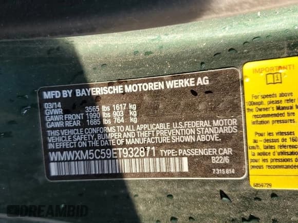 ✅ 2014 MINI Hardtop • VIN: WMWXM5C59ET932871 • Лот: 68203605. Опубликован ранее на Copart с пробегом 118 841 миль. Бесплатный доступ к архиву аукционных продаж из США и подробный отчёт об истории автомобиля на DreamBid. Изображение 12.