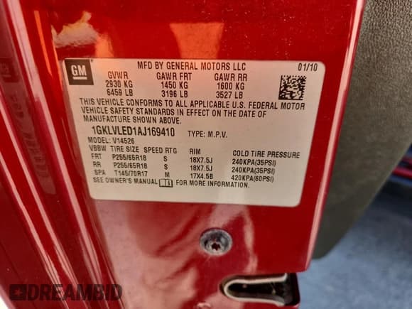 ✅ 2010 GMC Acadia SLE • VIN: 1GKLVLED1AJ169410 • Lot: 84943725. Wystawiony na Copart z przebiegiem 106 588 mil. Bezpłatny archiwum sprzedaży aukcyjnych z USA i szczegółowy raport historii pojazdu na DreamBid. Zdjęcie 13.