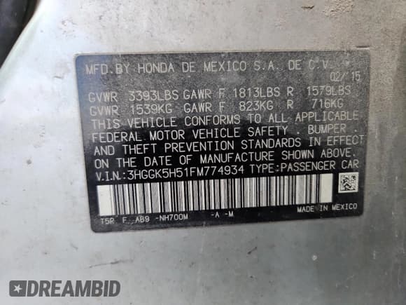 ✅ 2015 Honda Fit LX • VIN: 3HGGK5H51FM774934 • Лот: 90825115. Опубликован ранее на Copart с пробегом 161 315 миль. Бесплатный доступ к архиву аукционных продаж из США и подробный отчёт об истории автомобиля на DreamBid. Изображение 12.