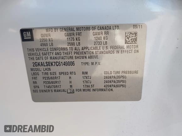 ✅ 2012 GMC Terrain SLE-2 • VIN: 2GKALSEK7C6149006 • Lot: 43605866. Wystawiony na IAAI z przebiegiem 204 874 mil. Bezpłatny archiwum sprzedaży aukcyjnych z USA i szczegółowy raport historii pojazdu na DreamBid. Zdjęcie 9.