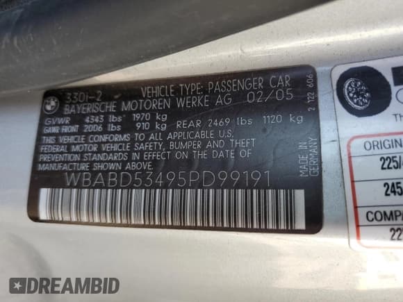✅ 2005 BMW 3 Series 330Ci • VIN: WBABD53495PD99191 • Lot: 55237745. Wystawiony na Copart z przebiegiem 142 215 mil. Bezpłatny archiwum sprzedaży aukcyjnych z USA i szczegółowy raport historii pojazdu na DreamBid. Zdjęcie 12.